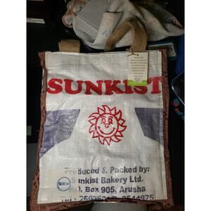 Karama Flour Sack Skinny Tote NWT Tanzania Upcycled Handmade Sunkist